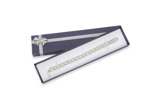 linen bow tie bracelet or watch blue box